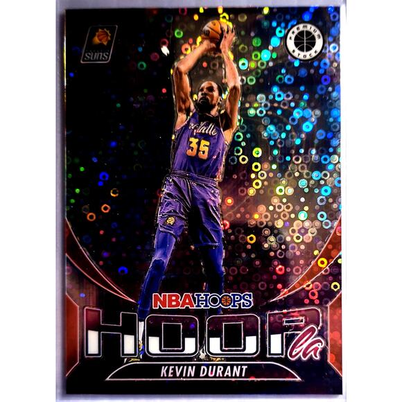 2023-24 NBA Hoops Premium Stock KEVIN DURANT #1 HOOPLA RED DISCO Parallel 51/99 - Picture 1 of 2